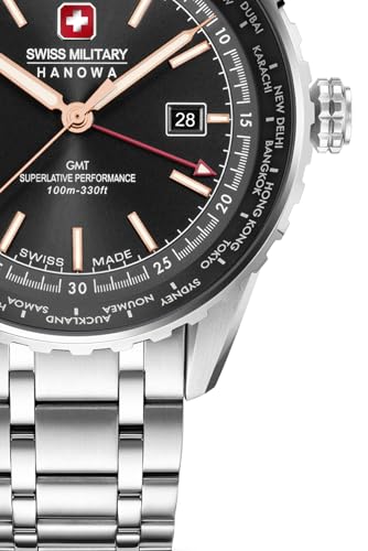 Image of Swiss Military Hanowa SMWGH0003203 - Swiss Made Round Black Watch for Men