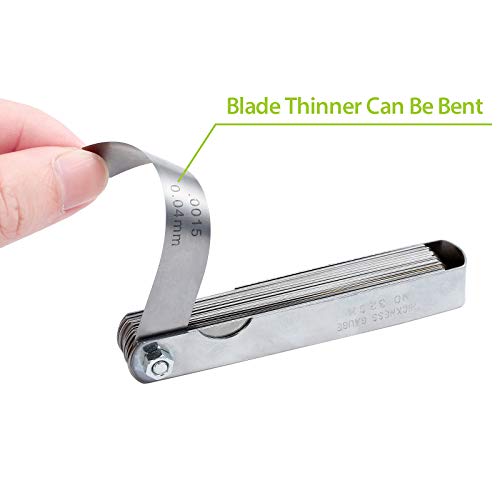 Camway Feeler Gauge Stainless Steel,32Pcs Blades Steel Feeler Gauge 0.0015-0.035 Inch/ 0.04-0.88Mm Dual Marked Metric And Imperial Feeler Gauges For Valve, Gap Gauge Measuring Tool #TOP1