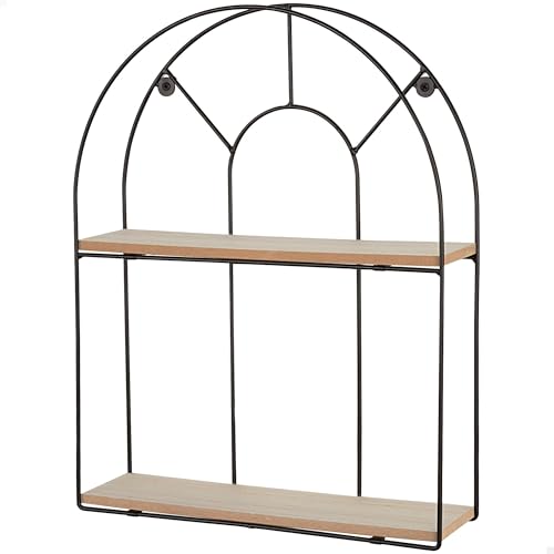 AKTIVE MAX Home Estantería de Pared, 35x10x45 cm, Máx. 4 kg, Circular, con 2 baldas, Diseño Moderno, Decorativo, Estructura metálica Negra, para salón, Recibidor, Dormitorio, Oficina (18463)