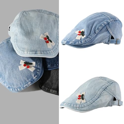 Girls Painter Hat Duckbill Hat Berets for Holiday Photography Handmade Casual Black2