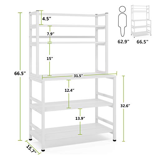 Tribesigns 5-Tier Kitchen Bakers Rack With Hutch, Industrial Microwave Oven Stand, Free Standing Kitchen Utility Cart Storage Shelf Organizer (White) #TOP6