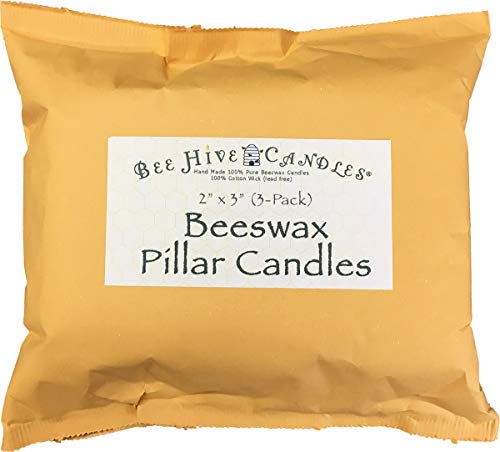 Bee Hive Candles 100% Pure Beeswax Pillar Candle (2" X 3" (3-Pack)) #TOP1