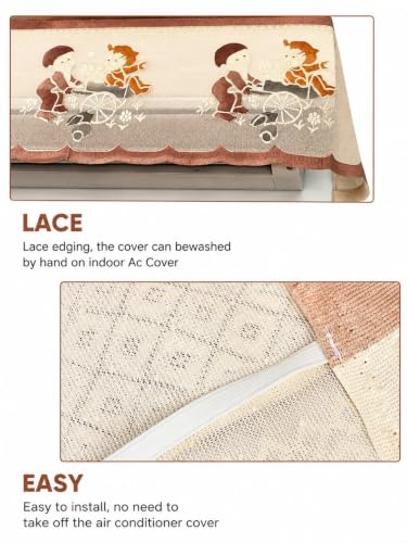 Image of Premium Cotton Net Split AC Cover for 1.5 Ton Indoor Unit | Designer Summer AC Dust Protection Cover | Stylish Protective AC Cover | 38 x 15.35 x 7.8 In | Brown Net