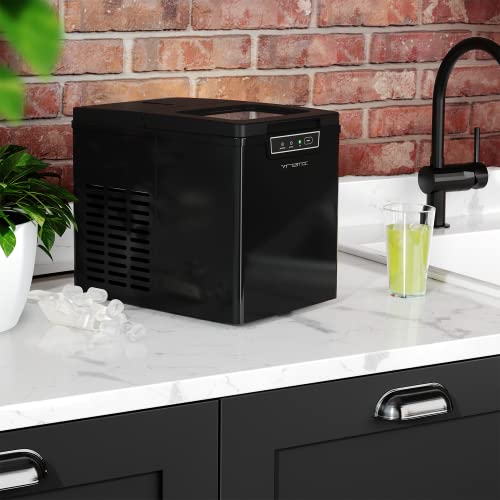 Vremi Black Portable Ice Cube Maker - Produces 26 Pounds Of Ice Cubes A Day - Display Panel Indicator With Removable Ice Basket And Scoop - Modern Countertop Ice Machine That Makes Ice Every 8 Minutes #TOP7