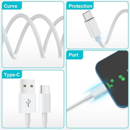 Image of KUZOOM 120W Fast Charging USB To Type C Cable For Vivo V30 /V29 /V28 /V27 /V25 /V23 /V21 /iQOO Neo 9 Pro /12 /7 Pro /Z7 /Z6 /11 Series 3.3 Ft, White