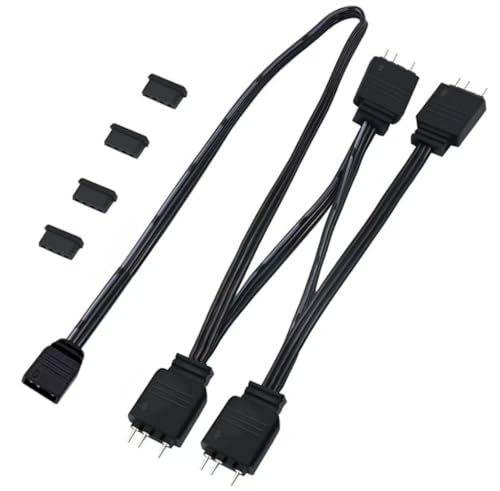 ARGB 4P-3PIN 1 Female to 4 Male Addressable RGB Synchronised Extension Cable (21.6in/55cm) Compatible with Most Popular motherboards, ARGB Fans and Liquid Cooling radiators