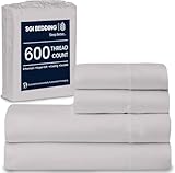 RV King Sheets Luxury Soft 100% Egyptian Cotton - Sheet Set for RV King 72x80 Mattress Silver Gray Solid 600 Thread Count Deep Pocket