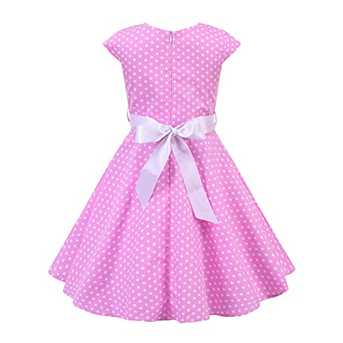 Kids 1950s Dresses for Girls Vintage 50s Style Polka Dot Dress Retro 50's Audrey Hepburn Rockabilly Party Swing Dress + Belt2