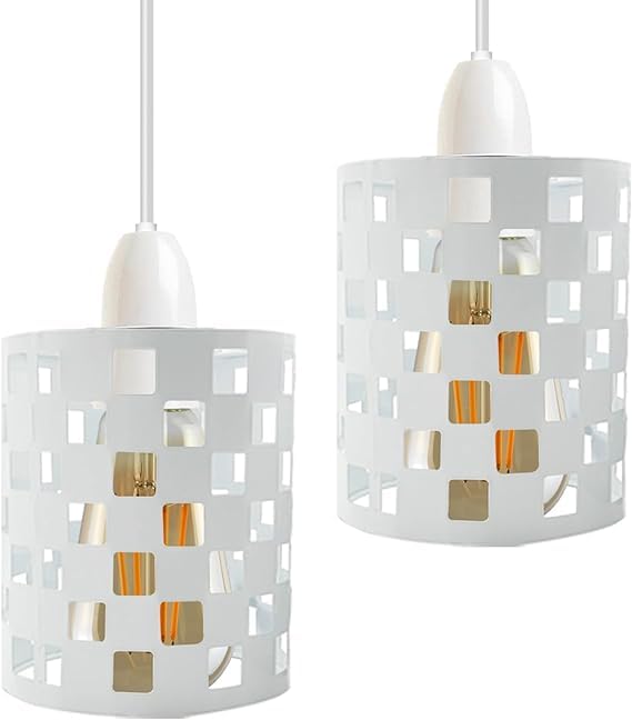 DC VOLTAGE 2 Pack of Metal Lampshade Metal Drum Lampshade for Pendant Lamps Easy Fit Ceiling Light Shade Hollow Out Lamp