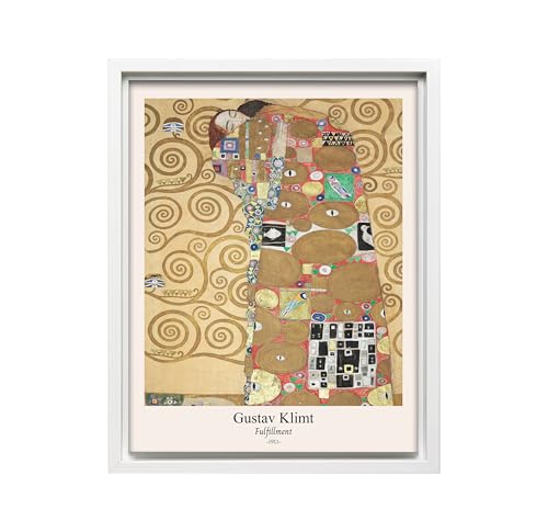 Poster Master Vintage Gustav Klimt Canvas - Retro Fulfillment Print - Abstract Symbolism - Aesthetic Art - Classic Painting - Art Nouveau - Living Room Wall Decor - 24x32 White Framed Canvas