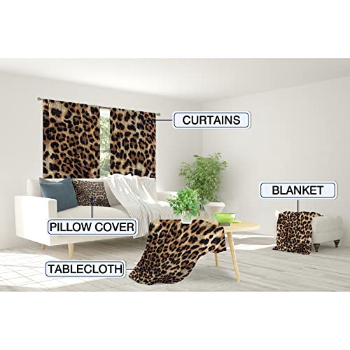 Meshelly Cheetah Print Curtains 42 W X 63H Inch Rod Pocket Brown Leopard Wall Decor For Women Girls Bedroom Men Safari Animal Tiger Skin Pattern Art Printed Living Room Window Drapes Fabric 2 Panels #TOP5