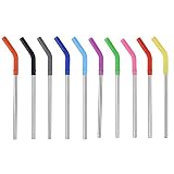 10-Pack Reusable Stainless Steel Metal Straws With Silicone Flex Tips Elbows Cover - Reusable Stainl