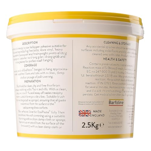 Bartoline Easipaste® Ready Mixed Wallpaper Adhesive 2.5kg - High Initial Tack, No Mixing, Suitable for Vinyl, Blown Vinyl, Embossed, Washable & Paste The Wall Wallcoverings