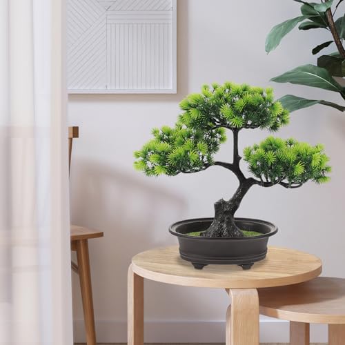 TENDYCOCO リアルなフェイク盆栽鉢植え プラ製 水やり不要繰り返し使える オフィスやホテルのデスクトップ装飾に最適な緑色の人工植物 [4]
