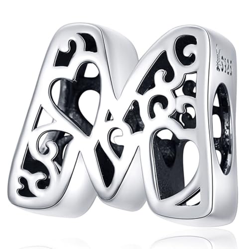 RU-X Abalorio de Plata de Ley 925 para Pulsera Pandora Dijes Originales Charm-Alfabeto Letras