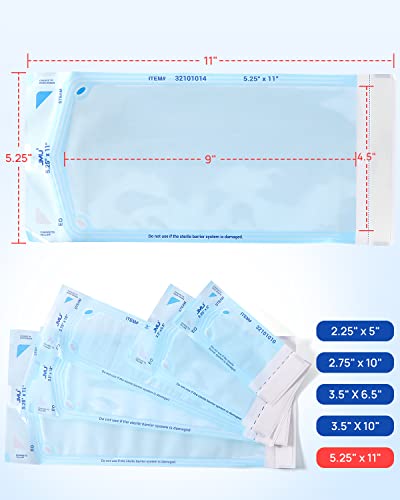 JMU 200 Self Sealing Sterilization Pouches, 5.25\" x 11\" (5.25x10) Autoclave Bags