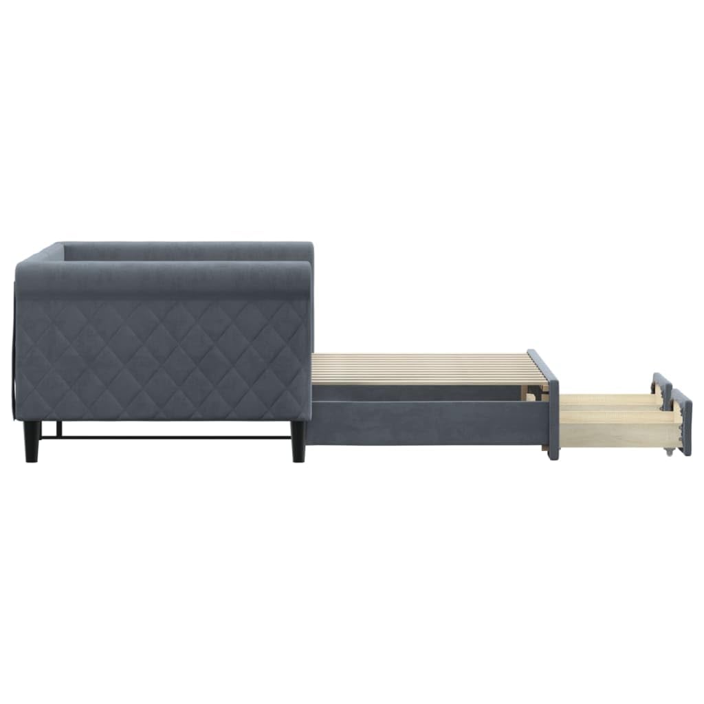 vidaXL Sofa rozsuwana z szufladami, ciemnoszara, 90x200 cm, aksamit