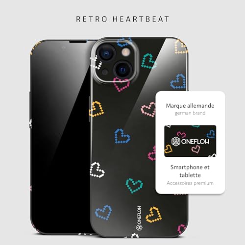 Coque iPhone 13 anti rayure avec motif cœurs rétro noir et fine - 4