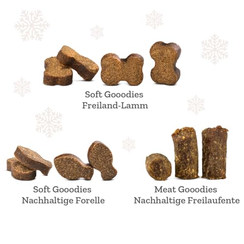 Goood Adventskalender - Getreidefreie Snacks, Ideal zum Verwöhnen, Ohne Zuckerzusatz und Zusatz von Konservierungsstoffen, DREI Verschiedene Sorten köstlicher Hundeleckerlies
