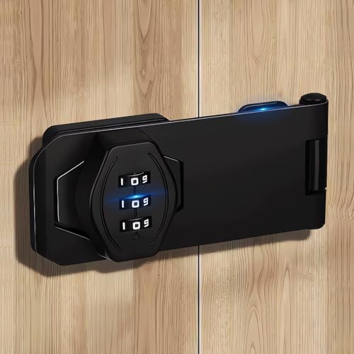 Bifold Door Lock, 4 Inch Kitchen Cabinet Locks for Adults - 3-Digit Combination Password Safety Cupboard Lock with Code - Pantry Door Lock for Bifold Double Sliding Folding Closet Desk Drawer Black