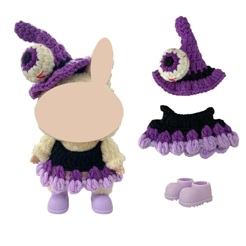 3 Sets Magical Fantasy Style Clothes Compatible with Labubu Dolls, Pumpkin Outfit with Witch Hat, 6.7-Inch Doll Accessories, Kawaii Outfits Costume Include Shoes and Glasses, (No Dolls) — view 4