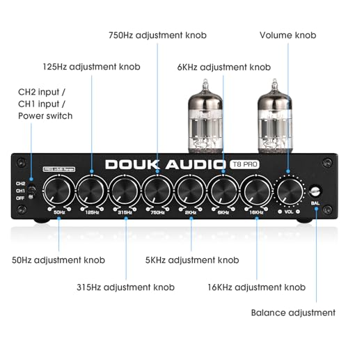 Douk Audio SUC-T8 Hifi Vacuum Tube 7-Band Eq Preamp Equalizer Xlr Pre-Amplifier Home thumb #5