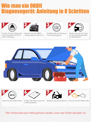 OBD2 Diagnosegerät OBD Auto Diagnose, Universal Auto Auslesegerät, KFZ Motor Fehlerauslesegerät Lesegerät mit Vollständigen OBDII Funktionen, Geeignet für BMW VW Mercedes Audi Alle OBDII Fahrzeugen