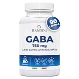 Bandini® GABA Integratore 750mg, 90 Capsule Vegan, Favorisce Sonno, Concentrazione, Rilassamento Fisico e Mentale, Acido Gamma-Aminobutirrico 750 mg per dose giornaliera, Per Stress e Ansia, 45 Giorni