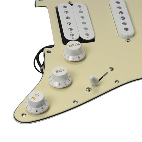 Plaque Strat FLEOR Alnico 5 SSH kit de micros humbucker crème de qualité - 6