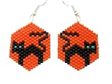 Halloween Black Cat Earrings/Seed Bead Jewelry Halloween Black Cat Earrings/Seed Bead Jewelry