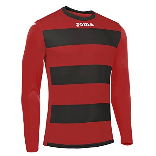 Joma Europa III Camiseta de Juego Manga Larga, Hombre, Negro/Rojo, 2XS