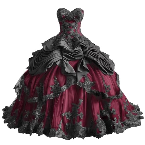 Mauuwy Dark Burgundy Gothic 15 Dresses for Quinceanera 22Plus Size