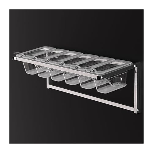 Estante de especias montado en la pared, estación de cobertura de 6 rejillas para condimentos, recipiente de condimentos de cocina para salsas, dispensador de alimentos