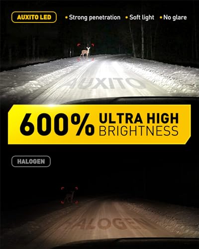Image of AUXITO 9145 /9140 /H10 LED Fog Light Bulbs or DRL, 600% Super Brighter 6500K Cool White Light, 9145 Fog Lights Replacement for Cars, Non-polarity, Pack of 2