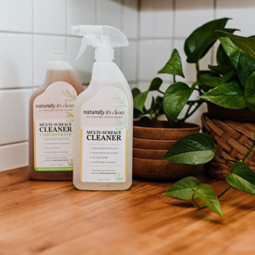 Naturally It's Clean Multi-Surface Cleaner Spray - Enzymes Clean Stains From Bathroom, Kitchen, Countertop, Floor, Wood, Furniture, Cabinet, Safer Chemistry Formula (24 Oz Spray Bottle X 2 Pack) #TOP3