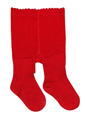 BEAR MUM Baby Girls' Seamless Organic Cotton Tights Red 12-24month