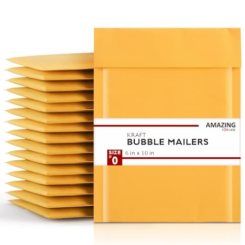 Amazing for less (250pc) 6x9 Kraft Padded Bubble Mailer Self Seal Cushioned Durable Shipping Envelopes - Bubble Mailers Size #0 Packing Envelope for Small Business Shipping (250 Pack - (6x9))
