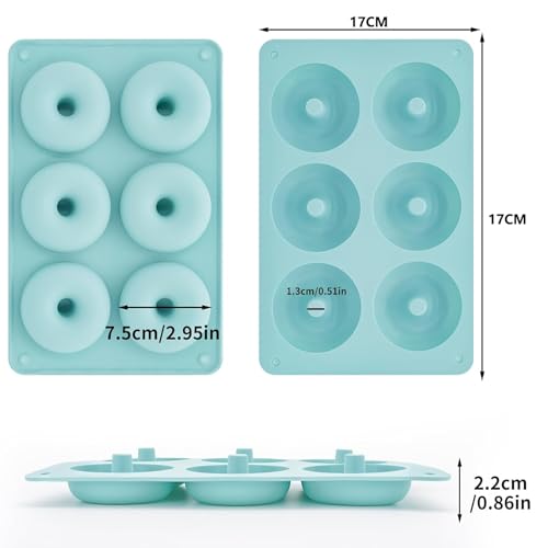 4 PCS Donut Mould, Non-Stick 6 Cavity Silicone Doughnut Tray Pan, Large Baking Molds (Blue, Pink, Green, Purple) - Image 3