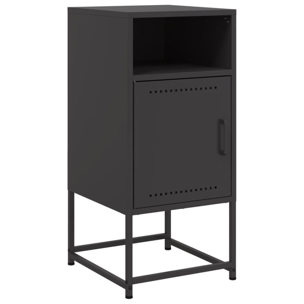 vidaXL Mesita de Noche Acero Negra 36x39x78 cm, Mesa Auxiliar, Armario Auxiliar, Muebles de Dormitorio, mesilla de Noche, Armario de Metal