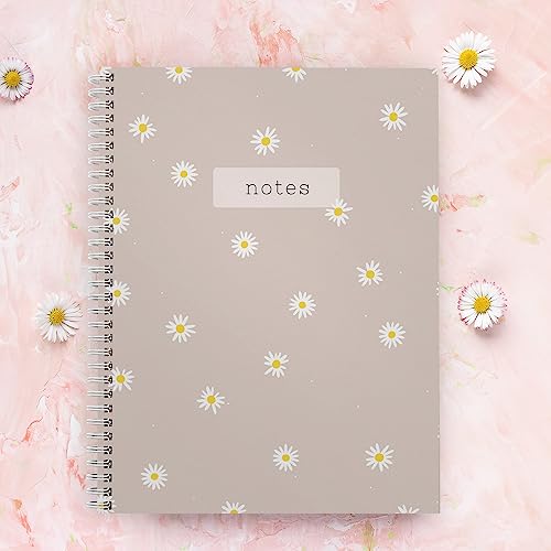 Carnet à spirales Daisy grand format cahier ligné couverture souple pour écriture et notes - 5