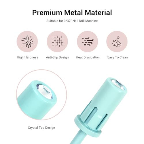 Image of MelodySusie Crystal Top Mandrel Bit for Nails, 3 /32'' Easy Off Nail Drill Bits for Sanding Bands, Suitable for Acrylic Nails Gel Manicures and Pedicures, Skylight Blue