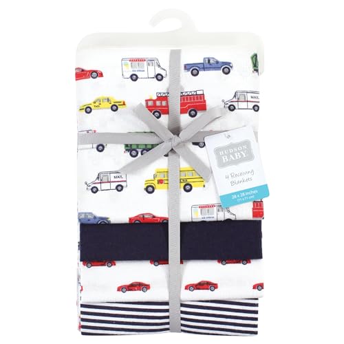 Image of Hudson Baby Unisex Baby Cotton Poly Flannel Receiving Blankets, Going Places, One Size
