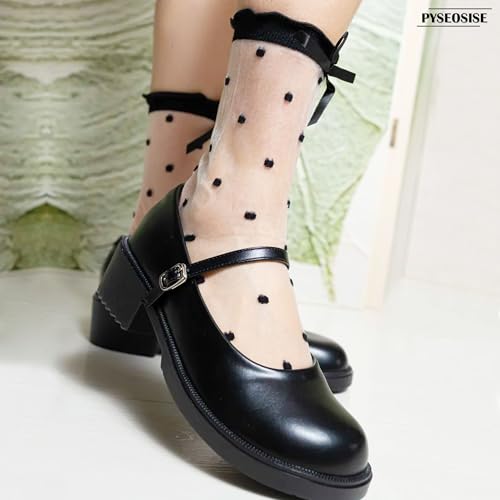 PYSEOSISE Chaussettes Transparentes, 8 Paires Chaussettes à Volants Femme, Ultra Fines Socquettes en Nylon Transparentes Été Chaussette Cheville à Volants pour Femme 32-38 – vue 3