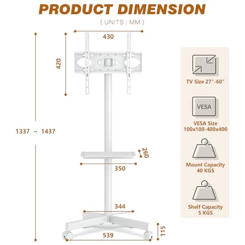Soporte móvil para TV con ruedas para pantallas 27-60 pulgadas miniatura 2