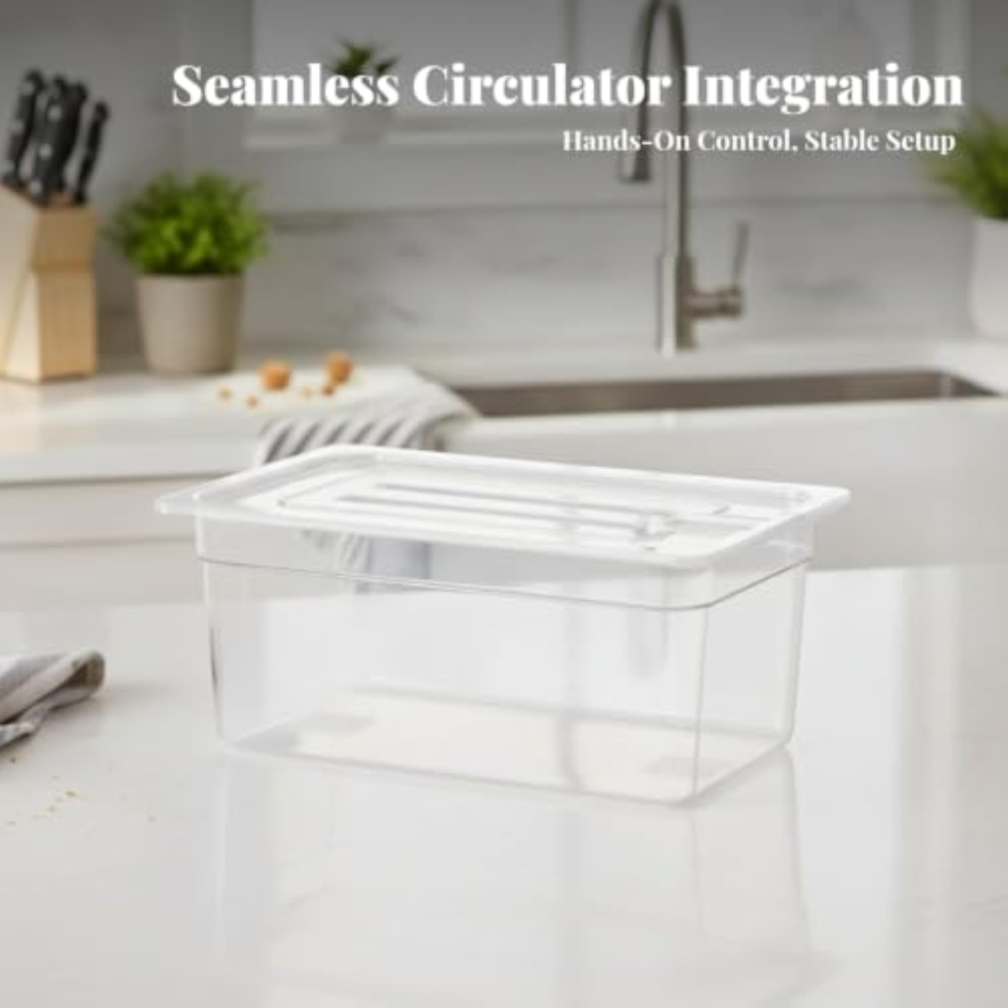 Heat-Resistant Sous Vide Water Container with Lid