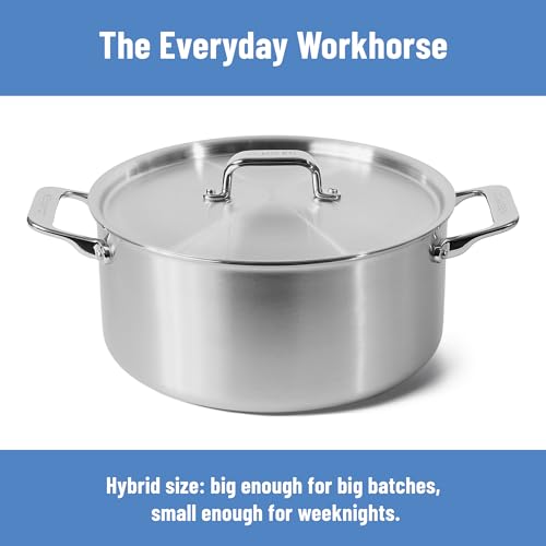 Image of Misen 5-Ply Stainless Steel Stockpot - Large Cooking Pot for Boiling, Simmering & Stewing - Consistent, Even Heating - Durable, Dishwasher Safe - Oven-Safe to 800F, Induction Ready - 6.75 QT