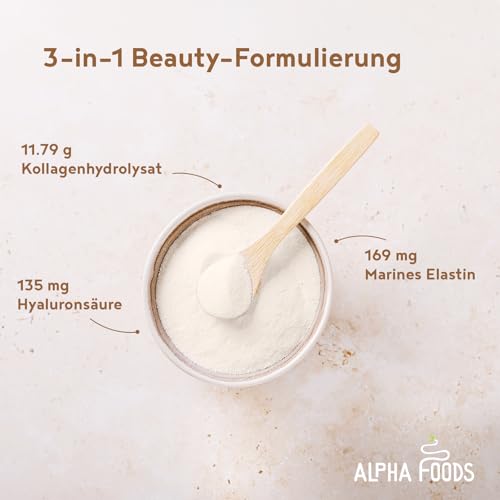 Alpha Foods Kollagen Pulver, Hyaluron & Elastin, Schokoladengeschmack, 400g – Ansicht 4