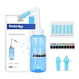 Sinus Rinse Kit - 300ml 10oz Bottle Nasal Irrigation System for Adult & Kid BPA Free Nasal Care with 40 Nasal Wash Salt Packs and 1pcs Sticker Thermometer