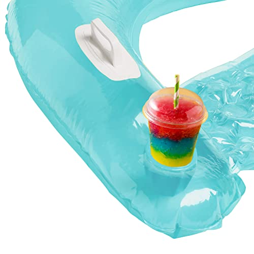 Inflatable Pool Chair Float (2 Pack) Pool Floats Adult Size with Drink & Phone Holder - Heavy Duty Lounger Floating Recliner Blow Up Floaties Hammock Noodle Water Floaty Lake Beach Tanning Float by 4E's Novelty - Image 5