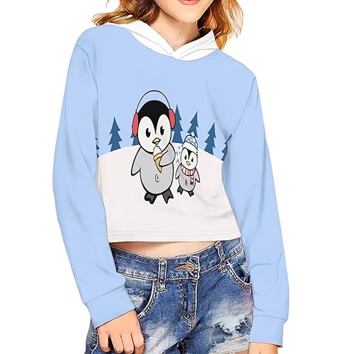 Dreaweet Girls Long Sleeve Crop Top Hoddie Cropped Sweatershirts Soft Athletic Tops Yoga Clothing for 5-14 Years Old